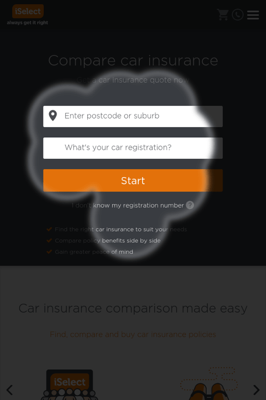 Mobile Compare Insurance Page Attention Map